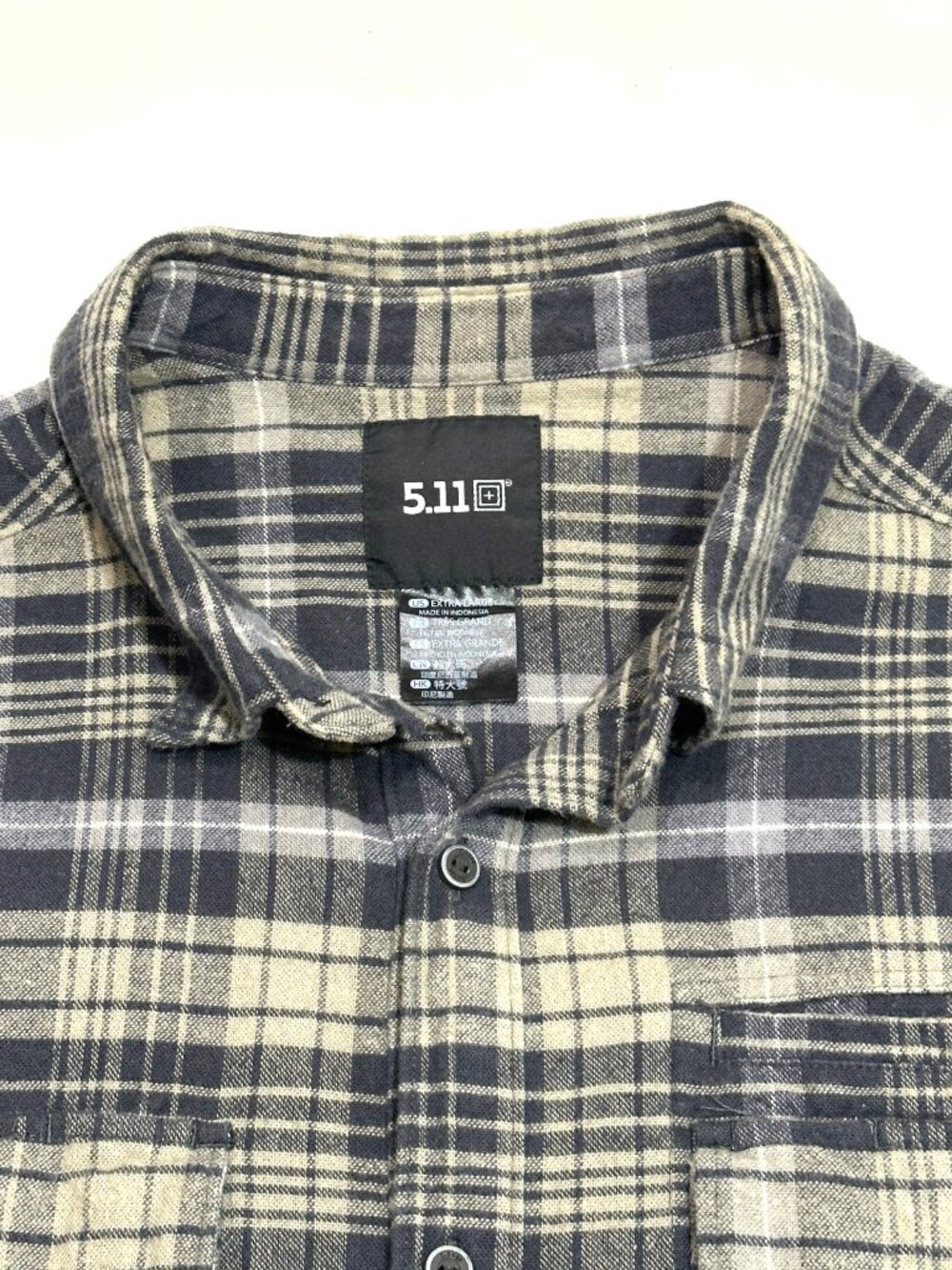 5.11 Tactical Mens Plaid Button Up Flannel Shirt XL Gray Tan Long Sleeve Outdoor - Picture 3 of 16